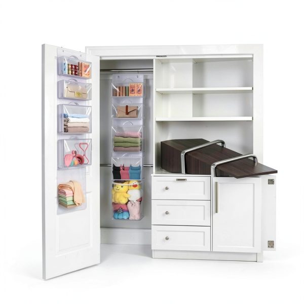Woodoulogy Over Door Toy Organizer White Fabric Adjustable-8