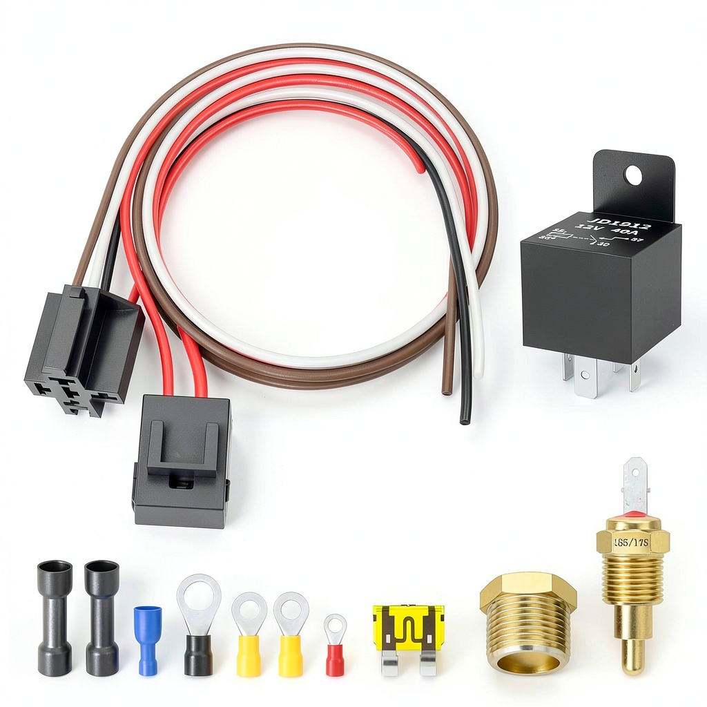 Installation of Joinfworld radiator fan relay kit in a vehicle engine bay