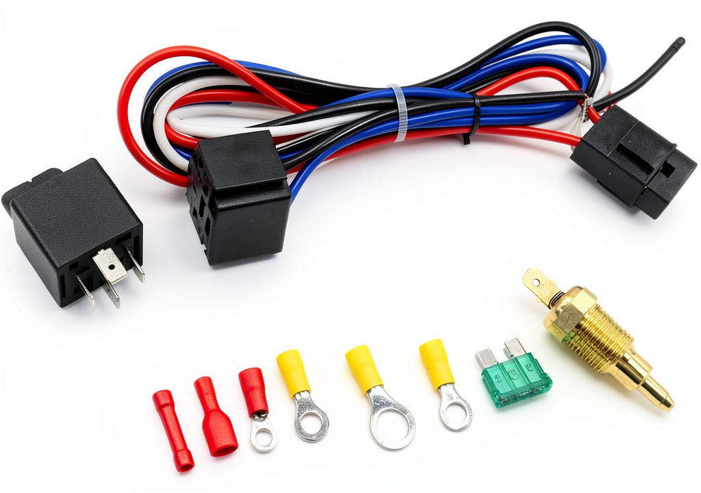 Installing RADREPLA radiator fan relay in a vehicle engine bay