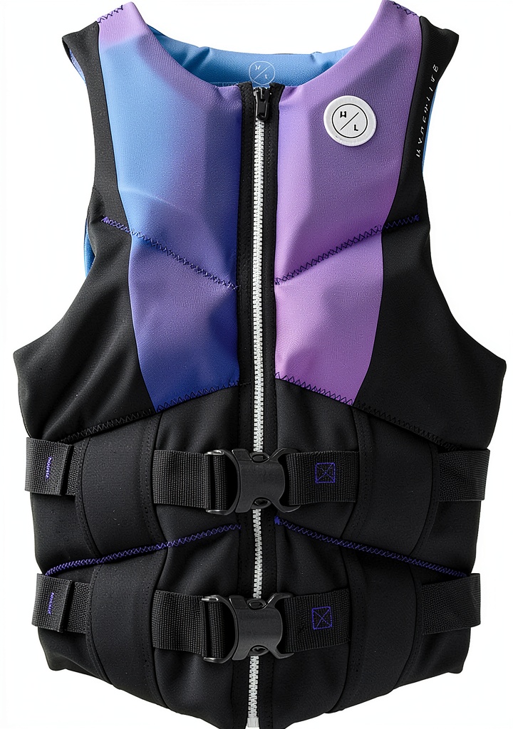 Hyperlite Women’s Lightweight Life Jacket Vest being fitted on a woman at a lake dock
