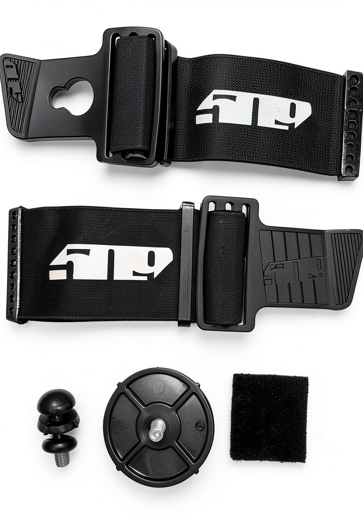 Installing 509 Short Straps Sinister X6 Goggle Adjustable Black One Size on a wooden desk