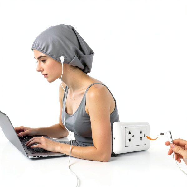 Grounding Hood Radiation Shielding Hat, Earth Connected Full Head Cover, Dual-Function Silver Fiber Faraday Protection Brain Coat-3